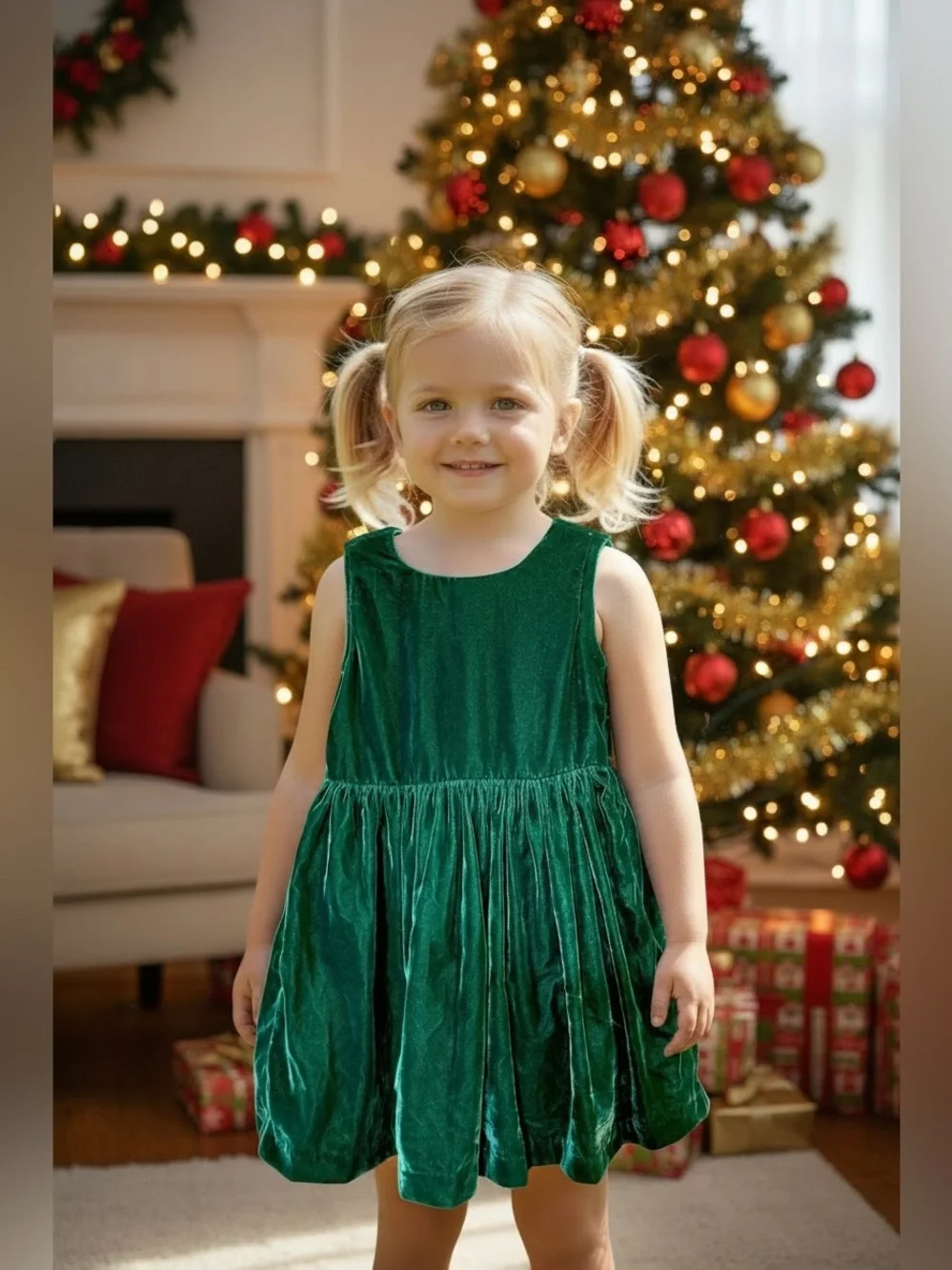 Gymboree girls Christmas green dress 3T